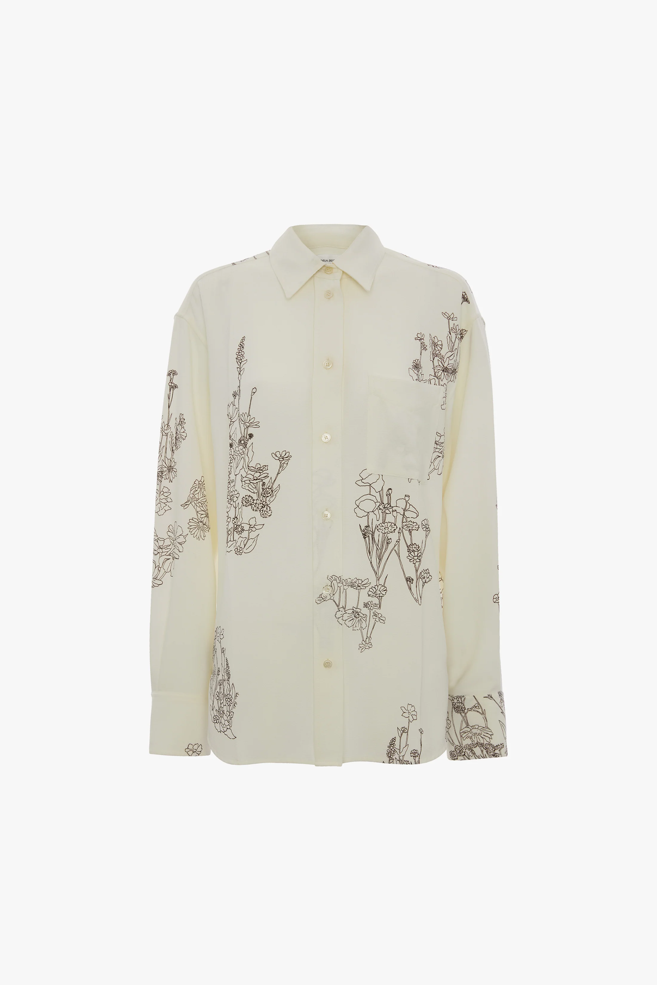Pyjama Shirt In Off-White Floral Print - Image 5