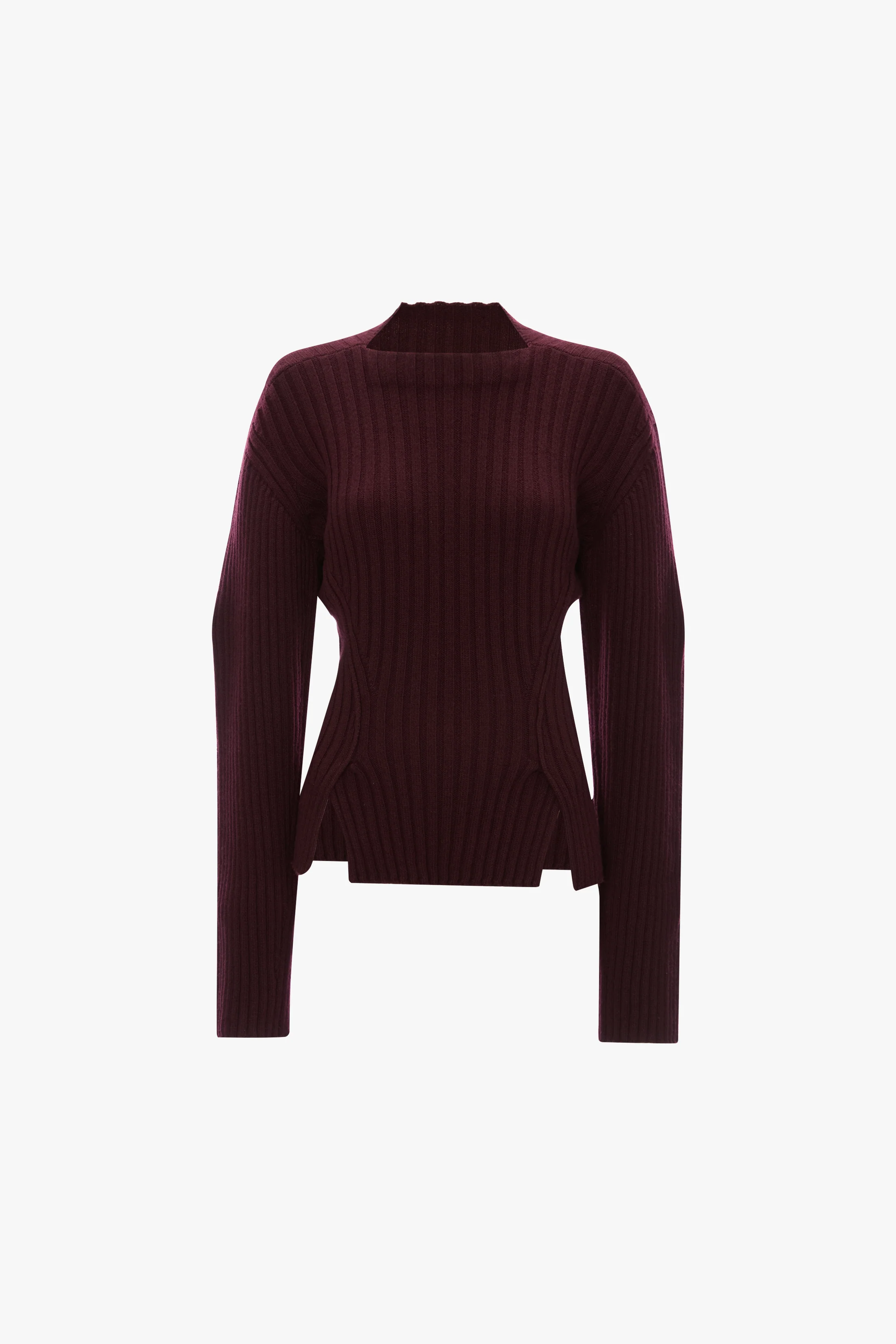 Ribbed Jumper In Dark Burgundy - Image 6