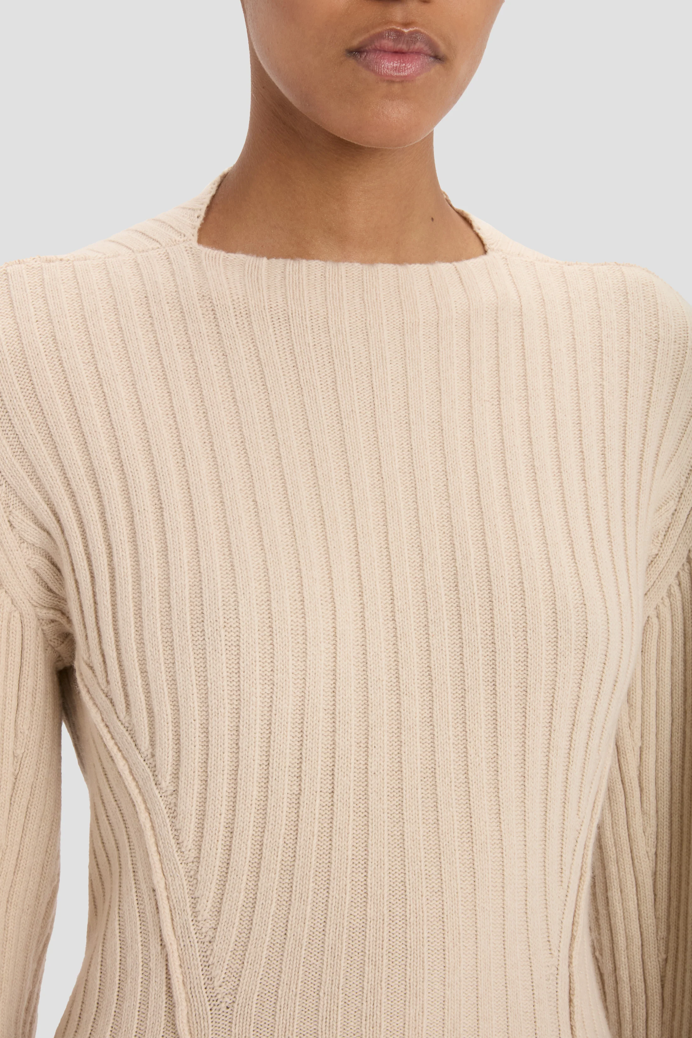 Ribbed Jumper In Beige - Image 3