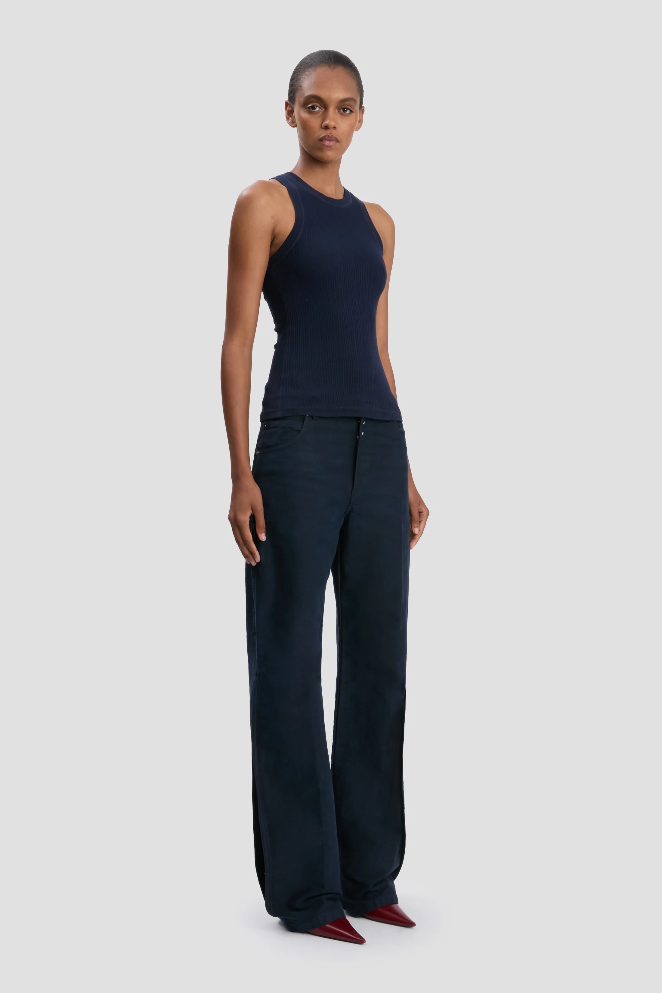 Rib Tank In Navy - Image 2