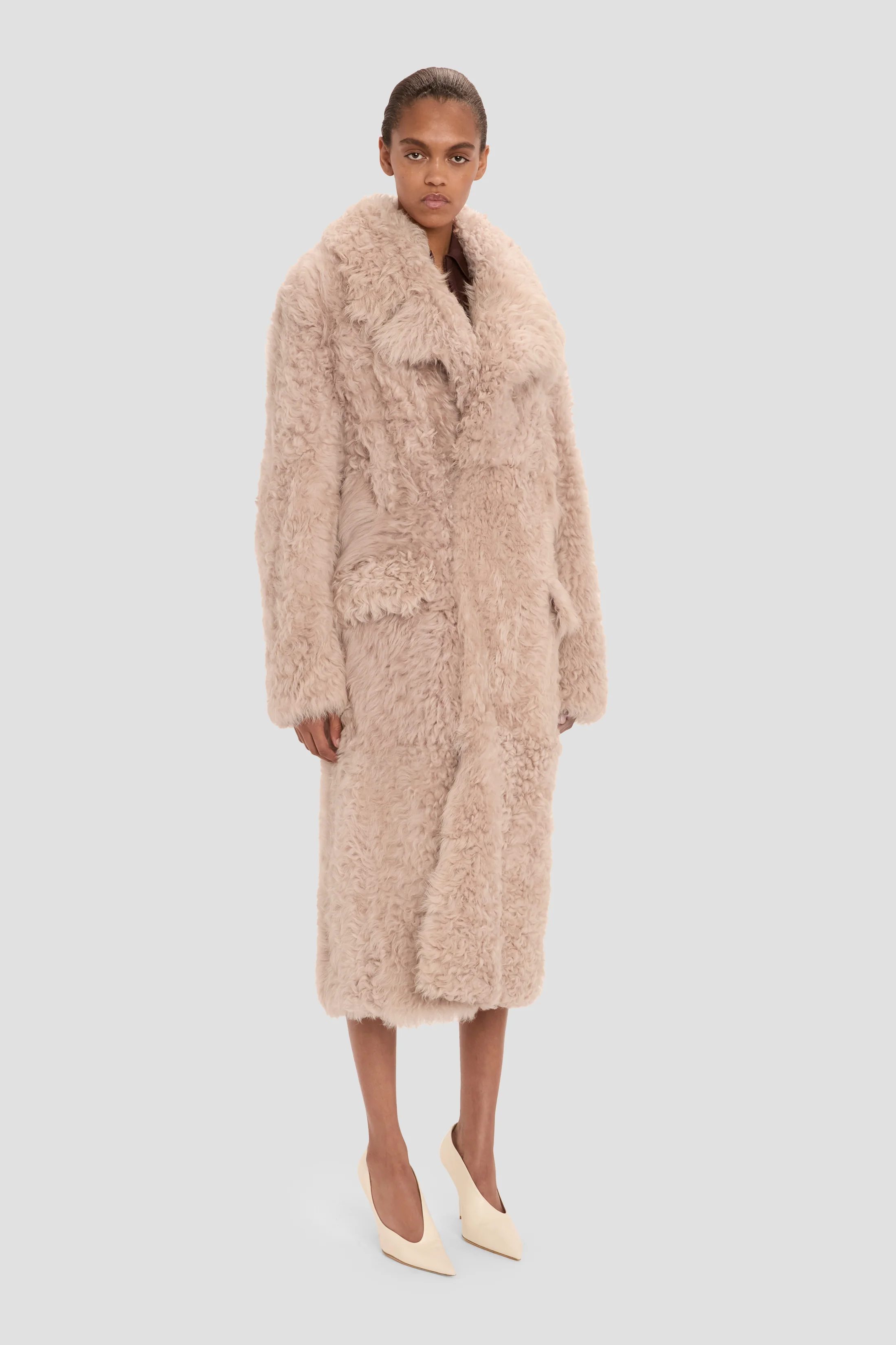 Shearling Coat In Pink - Image 3