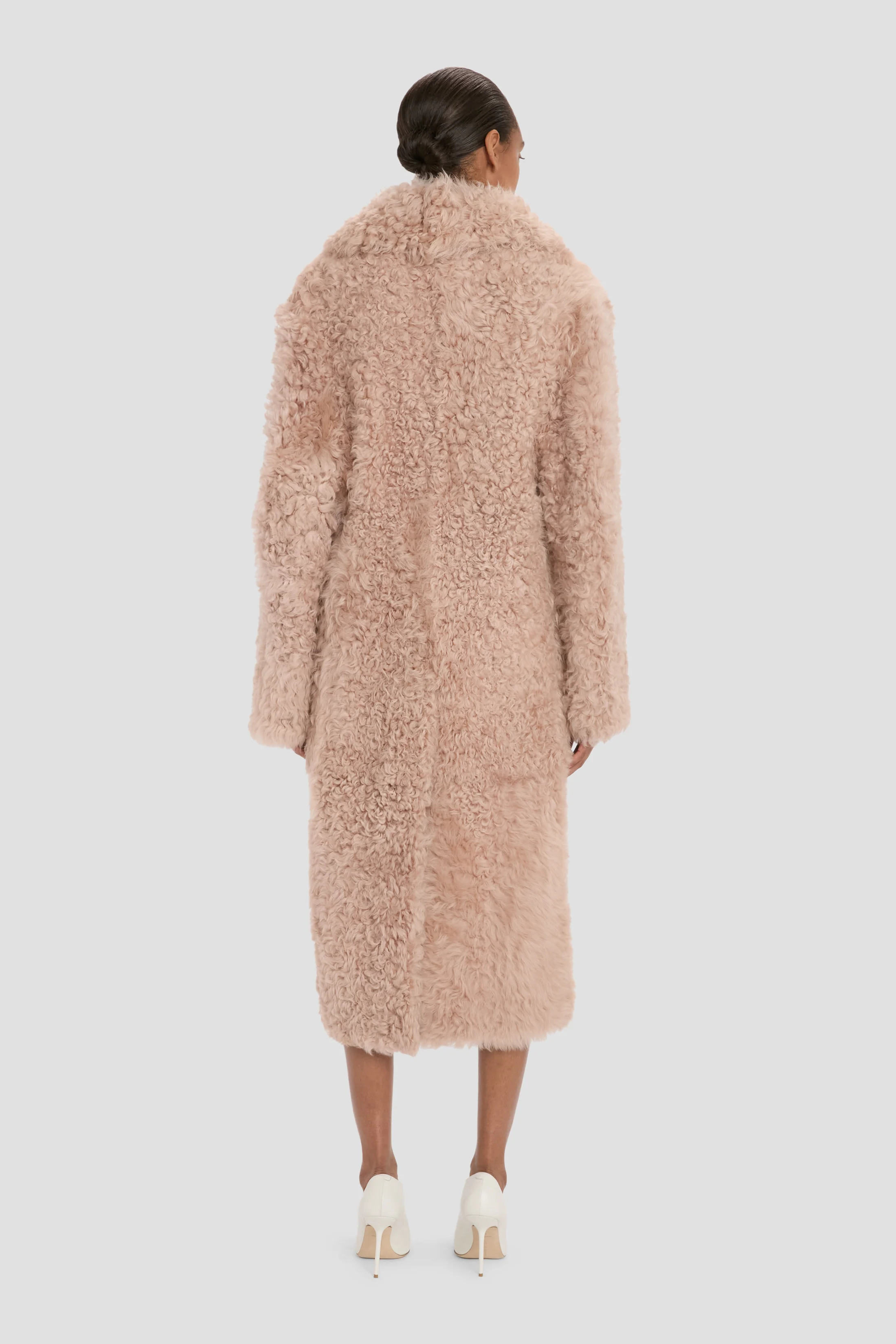 Shearling Coat In Pink - Image 5