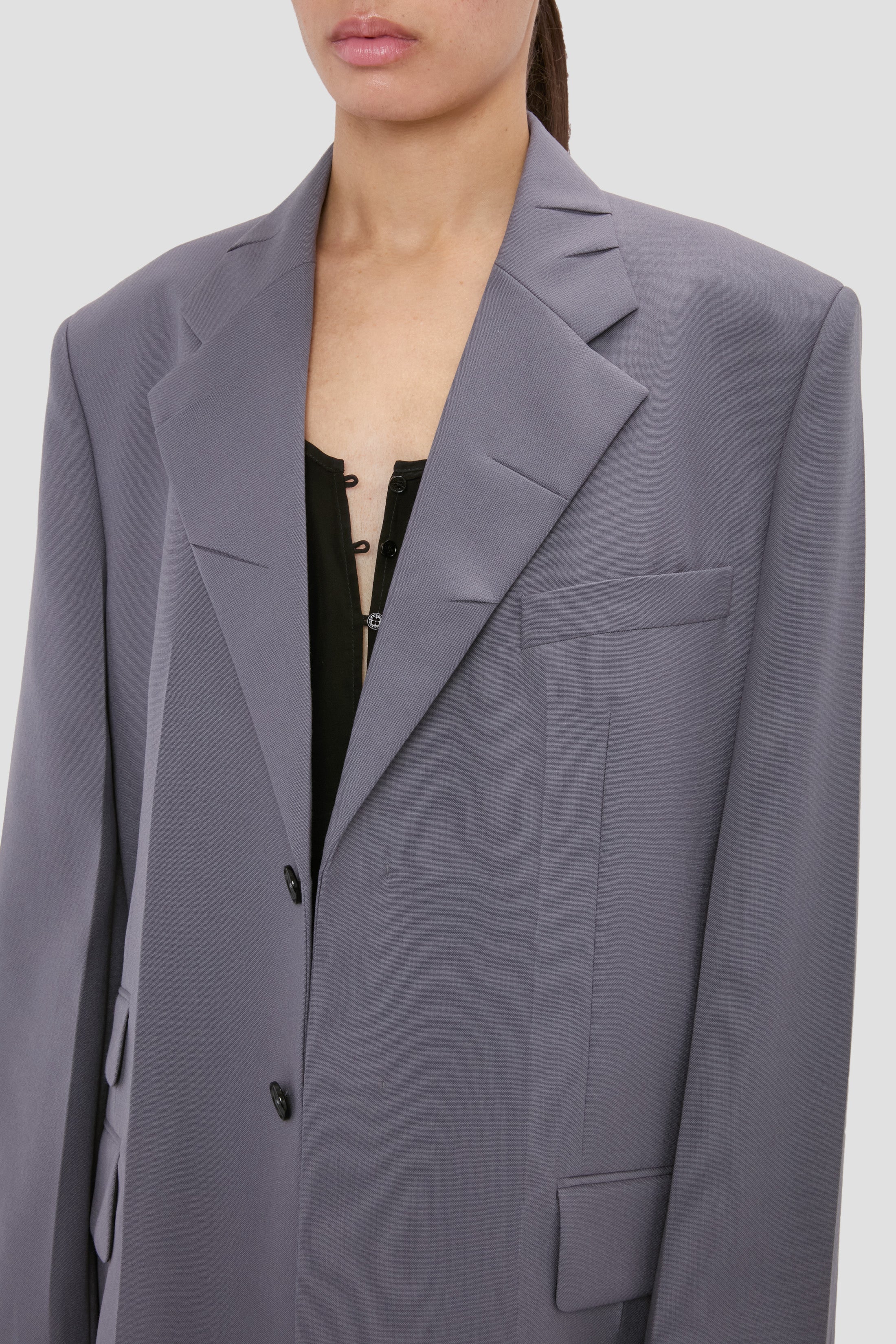 Notched Lapel Jacket In Flint - Image 3