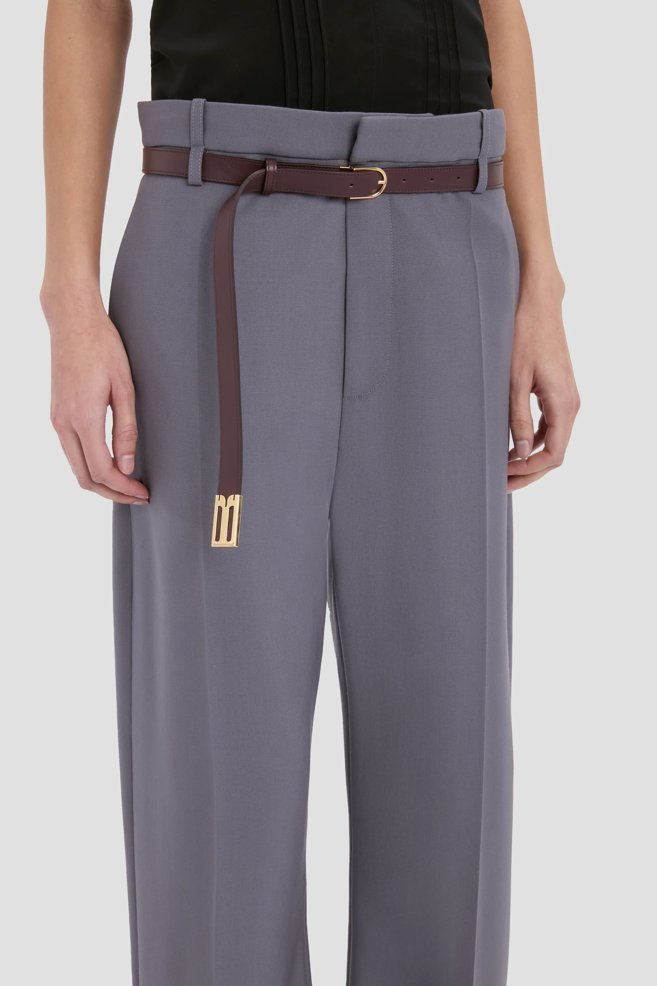Straight Leg Folded Trouser In Flint - Image 3