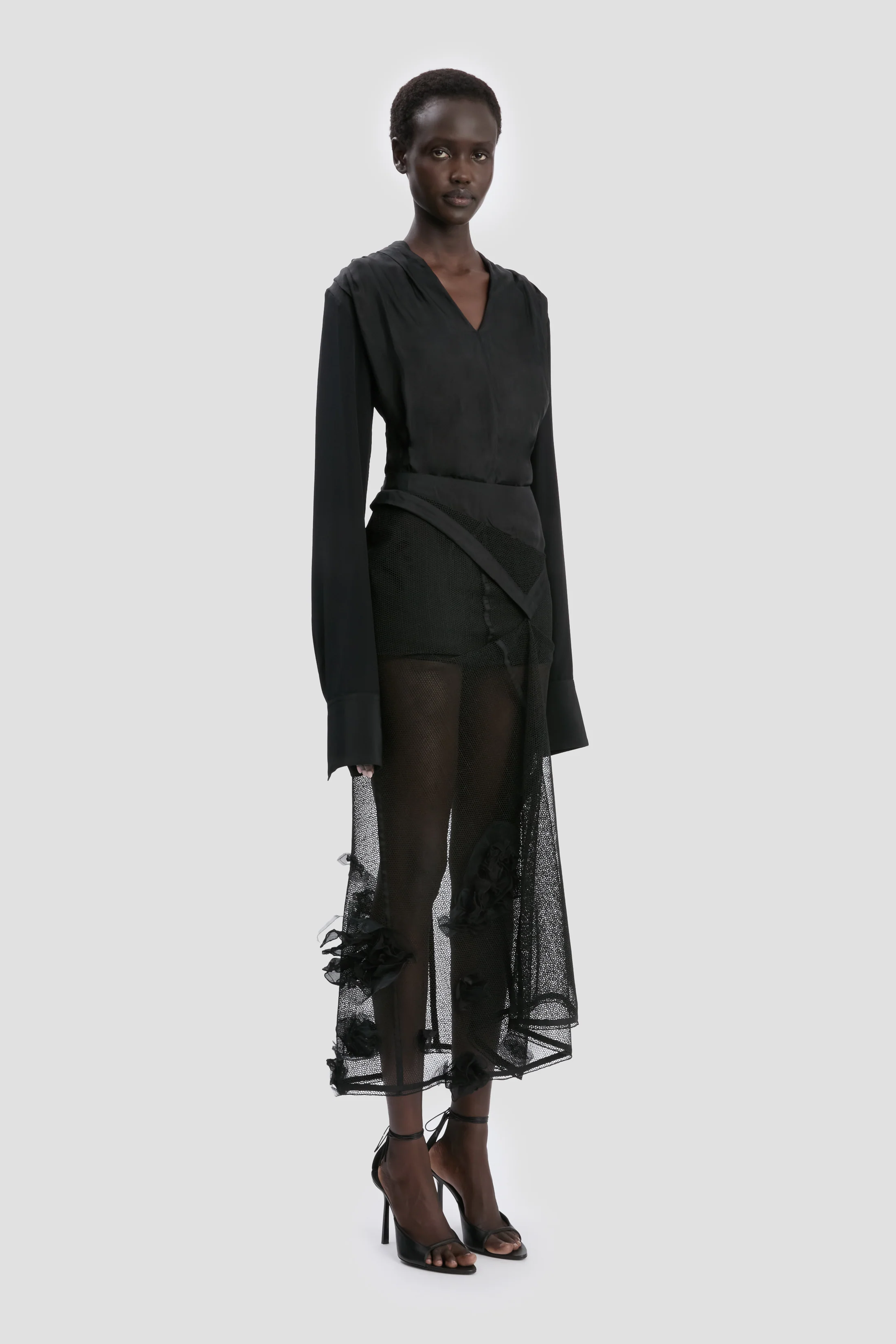 V-Neck Top In Black - Image 2
