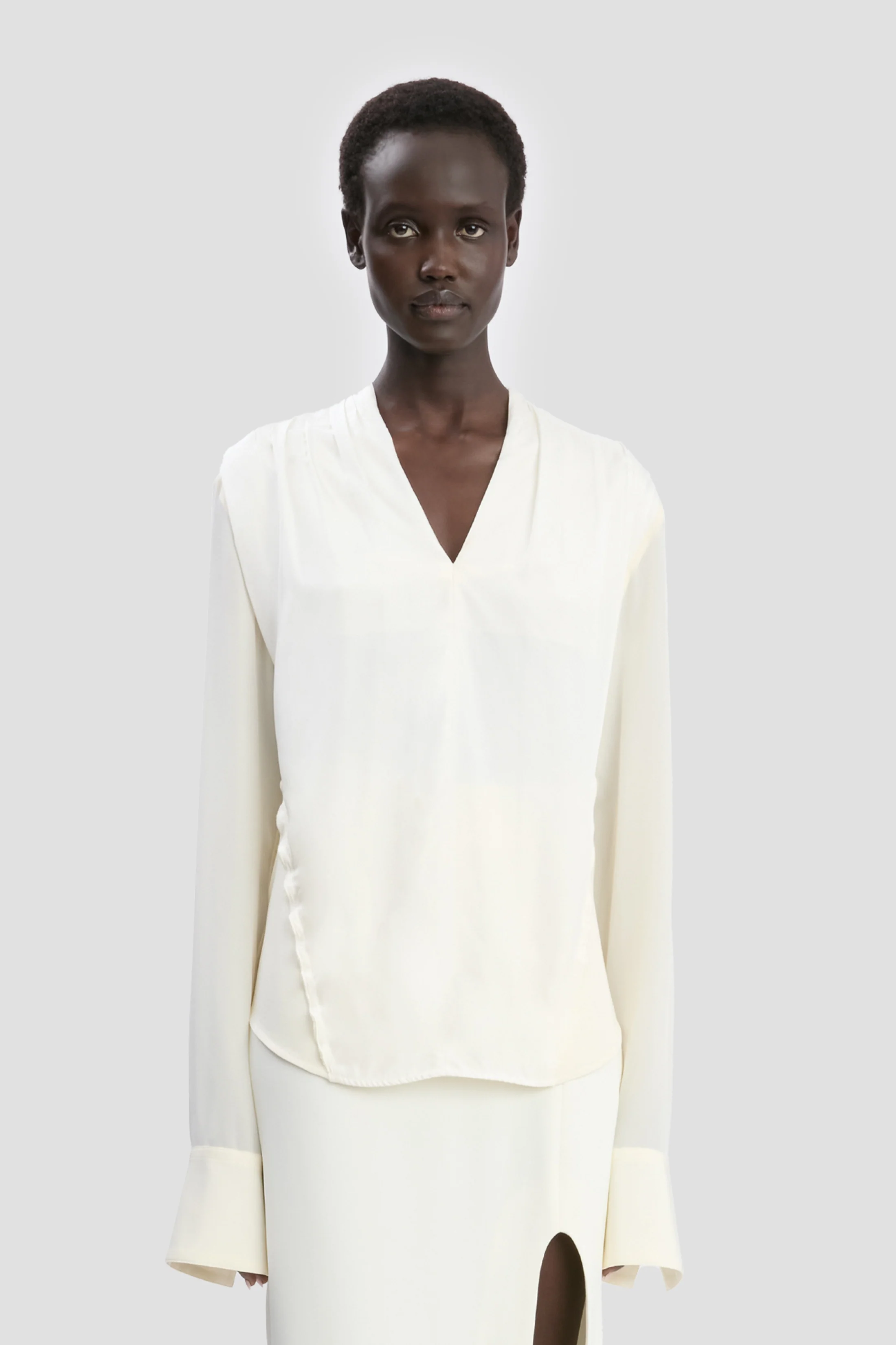 V-Neck Top In Ivory