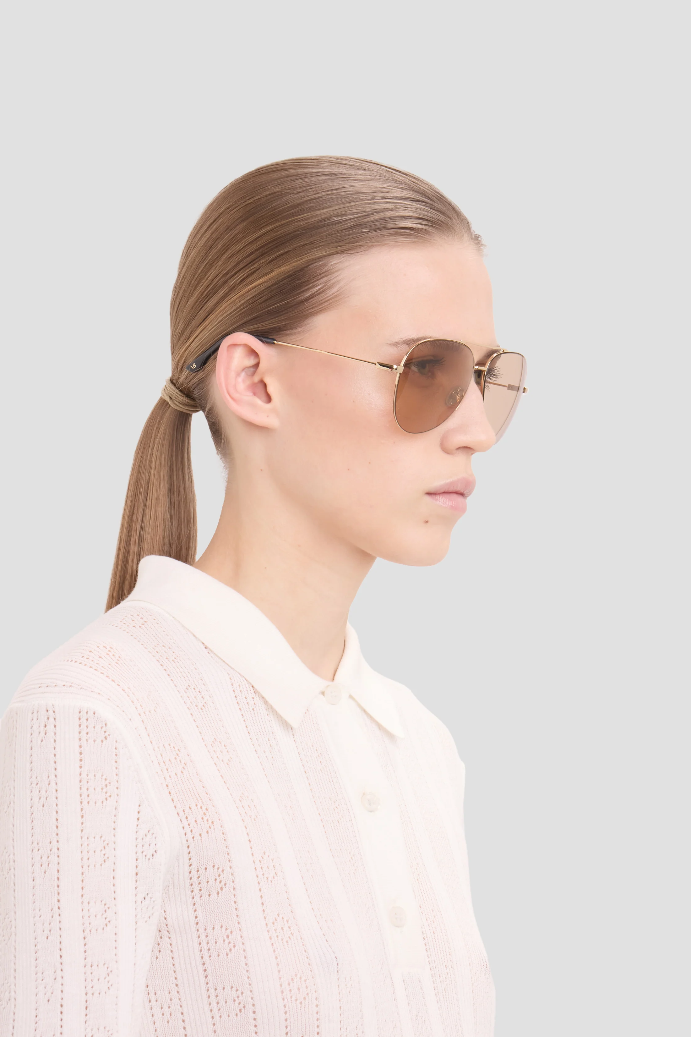 Metal Pilot Sunglass In Gold Blue - Image 7
