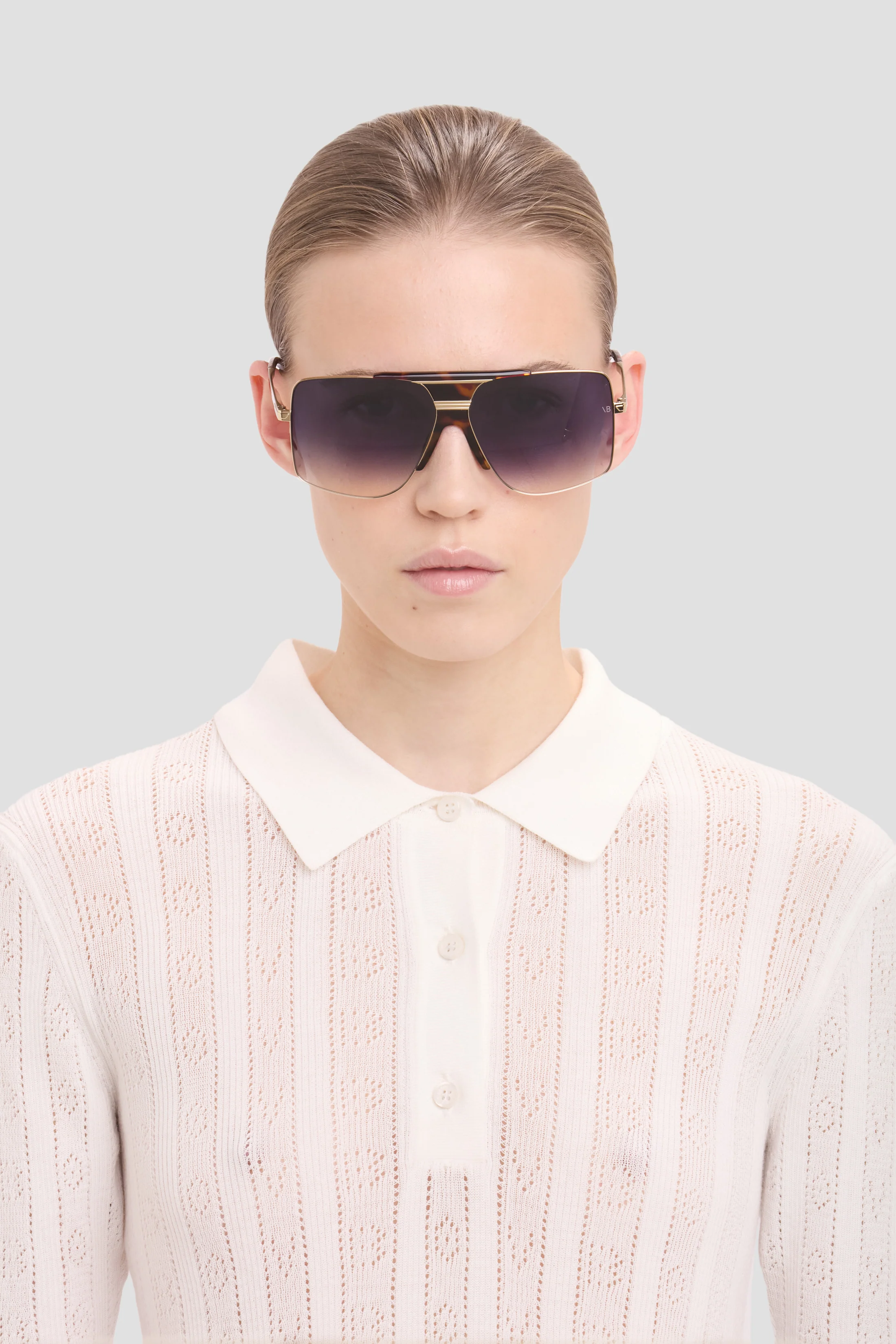 Oversized Metal And Acetate Frame In Gold Havana - Image 7