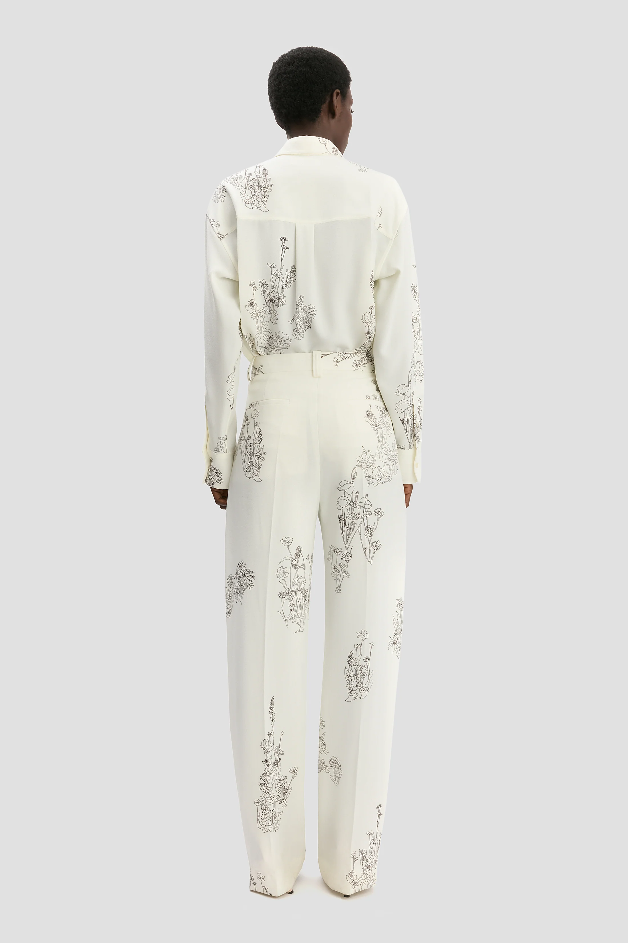 Wide Leg Trouser In Off-White Floral Print - Image 4
