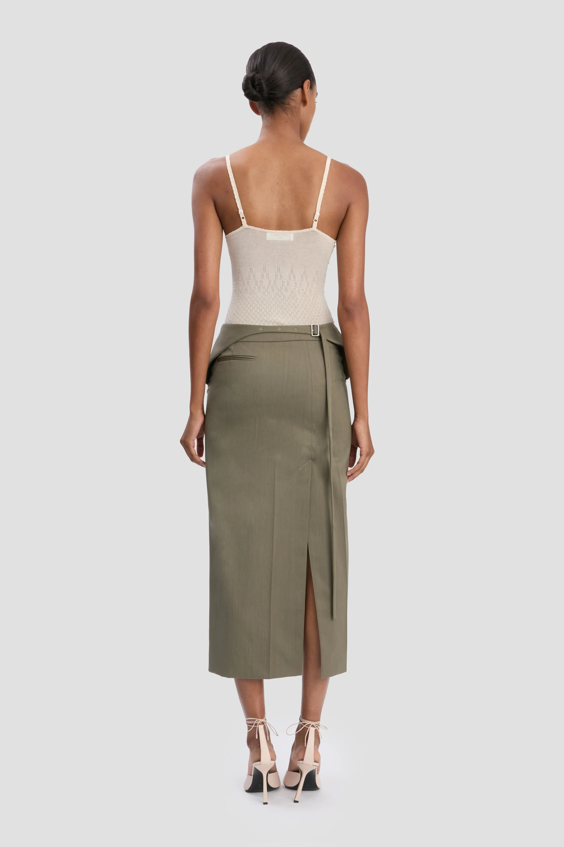 Wrap Skirt In Sage Melange - Image 4