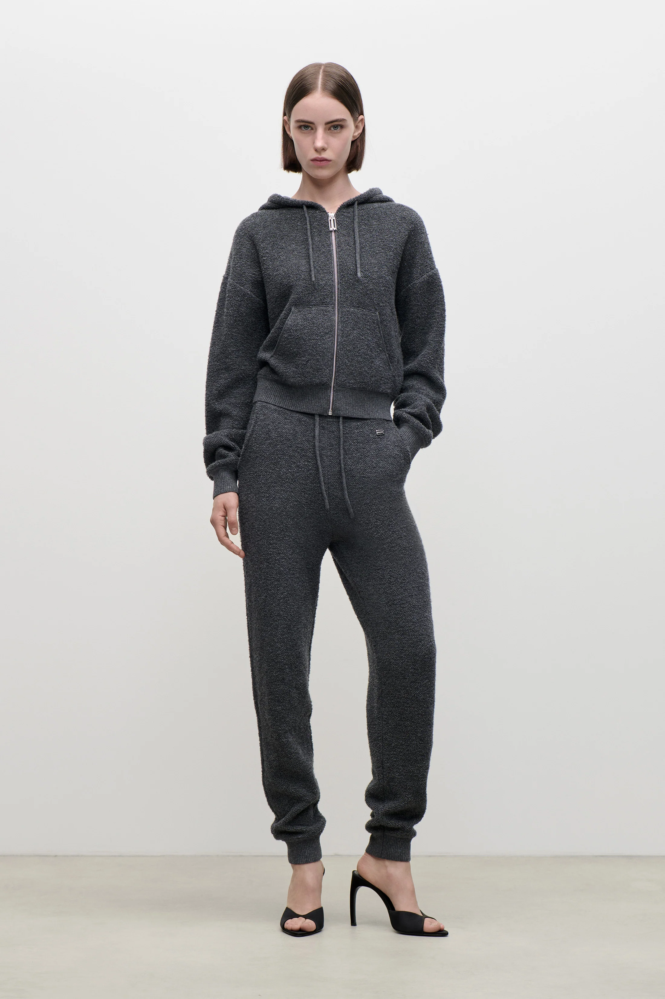 Isla Zipped Hoodie In Dark Grey - Image 2