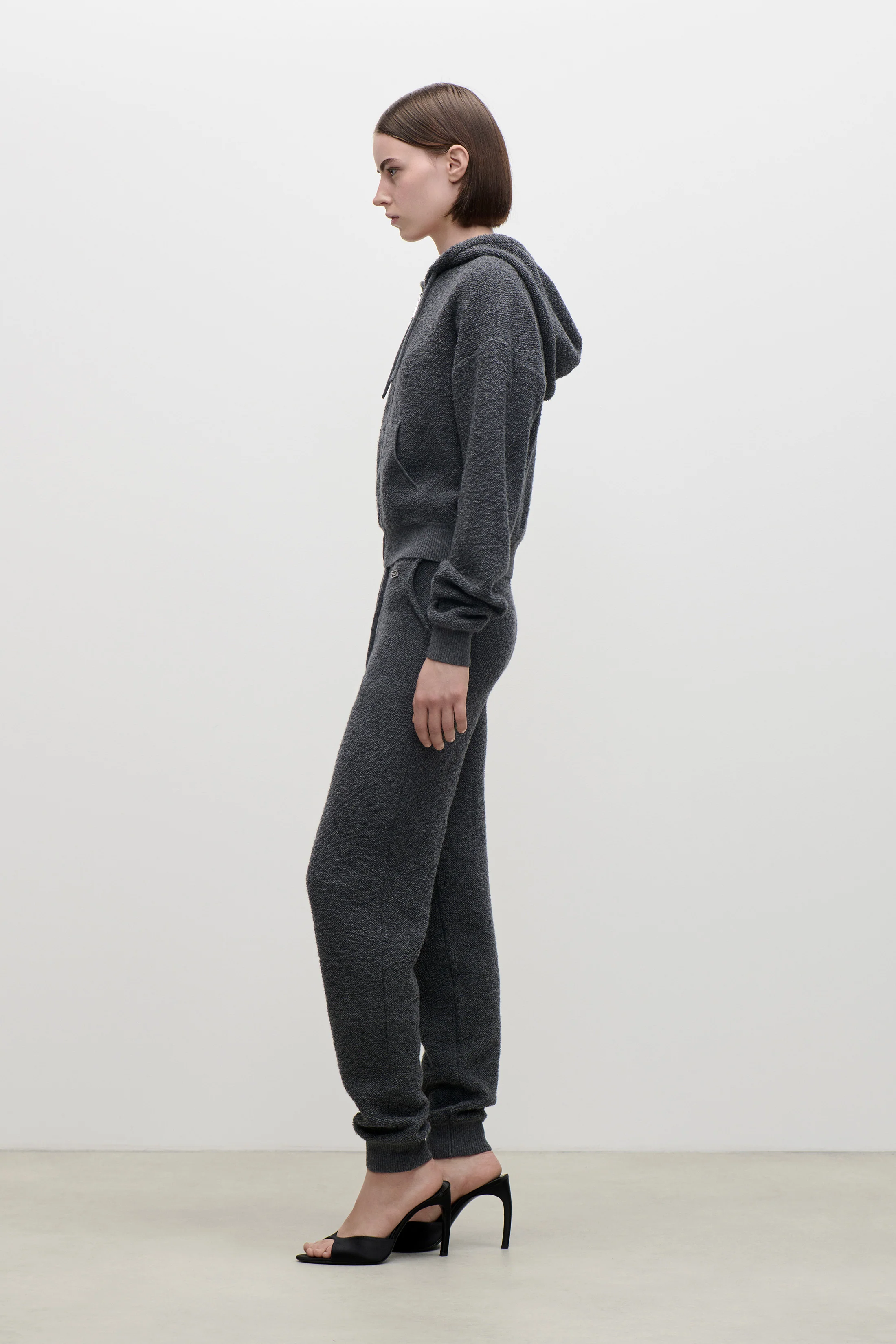 Isla Zipped Hoodie In Dark Grey - Image 3