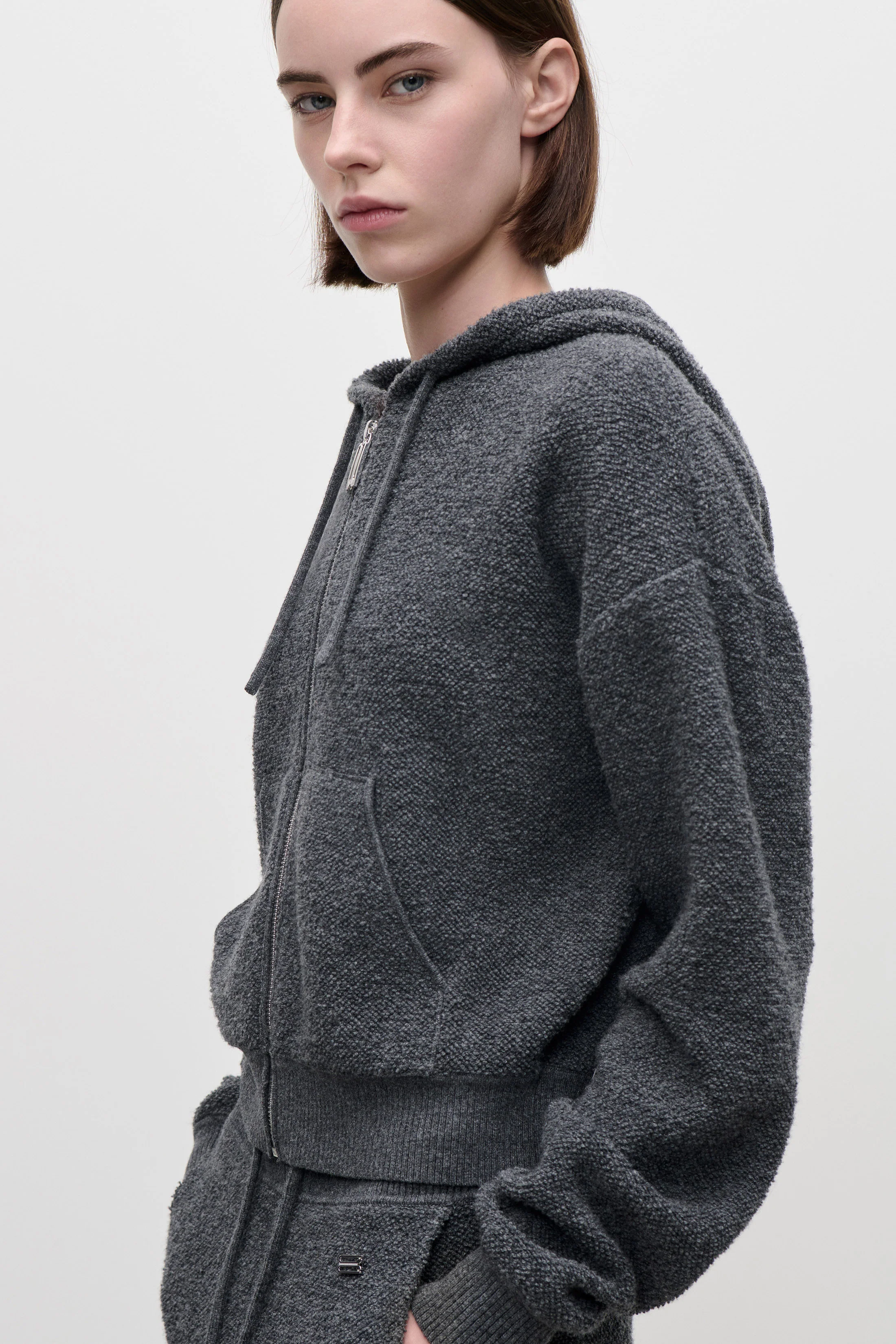 Isla Zipped Hoodie In Dark Grey - Image 4